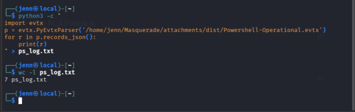 wc -l showing populated ps_log.txt